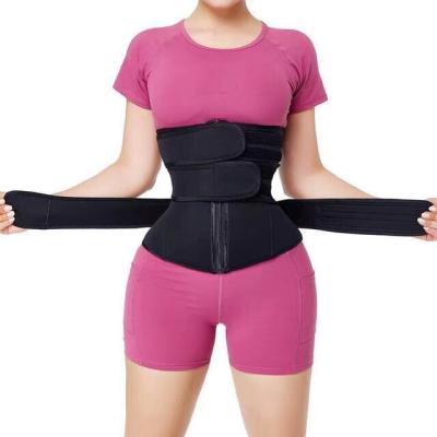 China Waist Trainer Slimming Zipper High Waist Compression Double Back Support Tummy Trimmer Antibacterial Adjustable Waist Belt for sale