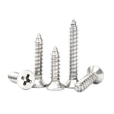 China Galvanized Stainless Steel Pan Head Concrete Wood Self Tapping Screws Flat Head Stainless Steel Metal Screws for sale