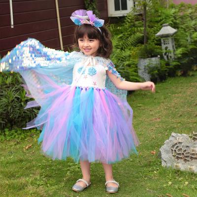 China Spaghetti Straps Girls Mermaid Sequins TUTU Dress Ball Gown Performance Ballet Dance Dresses Princess Dress Up for sale