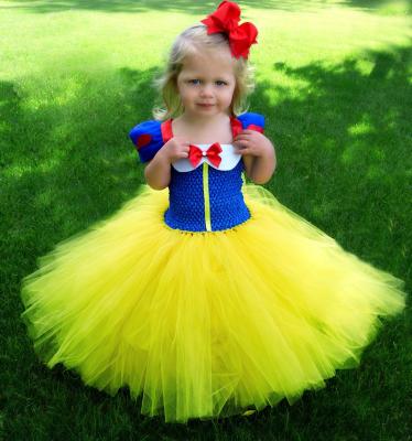 China Yellow Baby Blue Sleeve Princess Snow White Girls Tutu Birthday Party Dress Halloween Pageant Photo Shoots Short Ankle Length Dress Firsts for sale