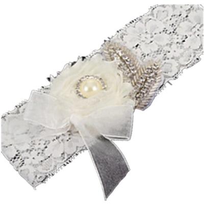 China Elegant Rhinestones Lace Up Wedding Garter Chiffon Flower Vintage Throw Garter M5060 for sale