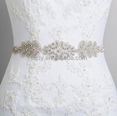 China Bridal Dress Sash Crystal Wedding Applique Sash Professional Zinc Alloy Rhinestone Applique Trim For Wedding Dresses Sash for sale