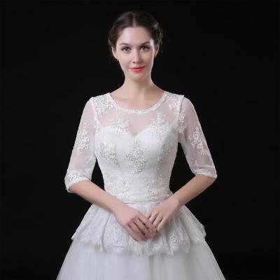 China Beautiful New Wedding Jackets Lace Up Bridal Bolero Shawl With Beads for sale