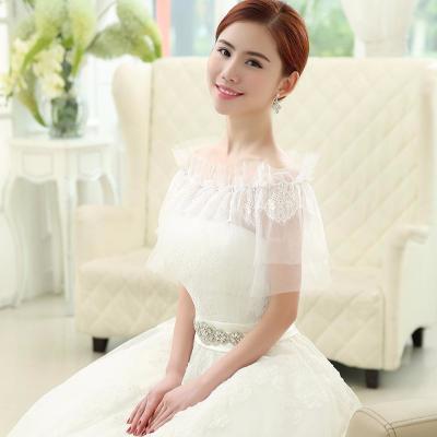 China Beautiful Sheer Elegant Elegant Off Shoulder Shawl Shorts Sheath Wedding Shawl Lace Bolero Top Jacket for sale