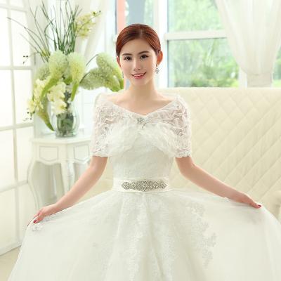 China Beautiful Ivory Bolero Women Lace Up Crystal Bohemia Cape Bridal Wraps Wedding Accessories Even Capes for sale