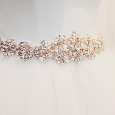 China Sash Rose Gold Crystal Bridal Sash beading wedding dress sash dress sash accessories for sale