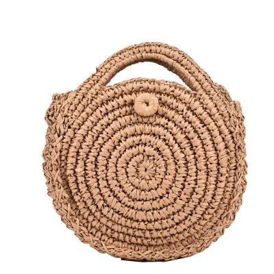 China Beach One Shoulder Messenger Handbag Popular Rope Woven Bag Paper Small Straw Woven Bag Round Crochet Cake New Fashion for sale