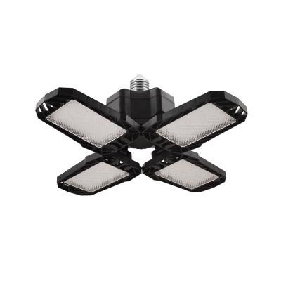 China Modern High Power 4 Blade Fan Light 80W 110-240V Indoor Black Plastic Coated Aluminum Foldable LED Fan Blade Lights for sale