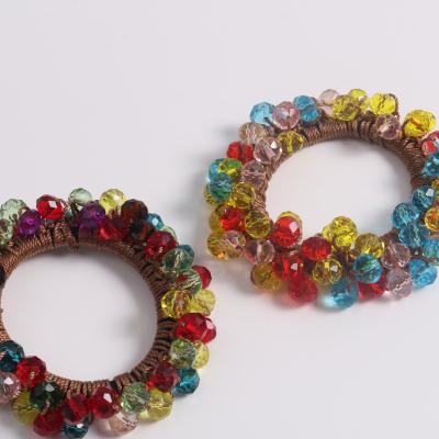 China Fresh hair rope colorful crystal beaded hair accessories and simple hair ring cute girl crystal hair rope Korean version of the new for sale