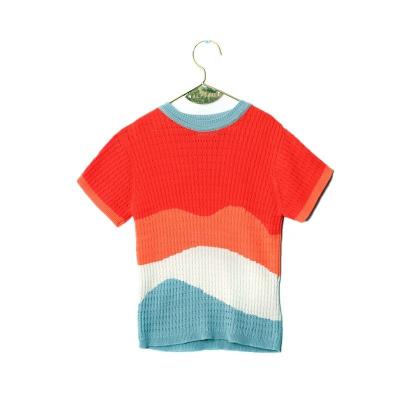 China 2021 New Girls Knitted Anti-Shrinkage Children's Baby's Sweater Top Thin Clothes CIA Spring T-shirt And Summer Short-sleeved Sweater for sale