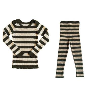 China Anti-Shrinkage Infant And Toddlers Striped Long Sleeve Round Neck Bottoming Shirt Gaiters Autumn And Winter Baby Wool Bottoming Shirt for sale