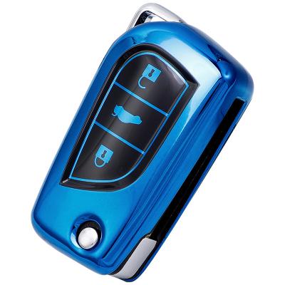 China Softable Car Accessories Soft TPU Car Key Cover Case Suitable For Toyota Flip Key for sale