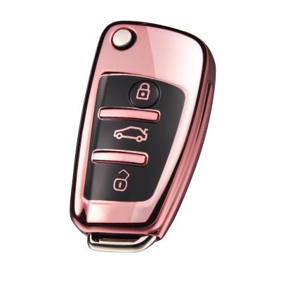 China 2019 Hit Amazon TPU Car Flip Key Cover Case Holder Car Key Bag Suitable For Audi Folding Key Car Interior Accessories for sale