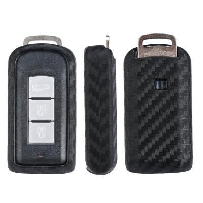 China Car Inside Car Accessories Carbon Silicon Car Key Cover Soft Flip Key Case Remote Key Fob Suitable for mitsubishi for sale