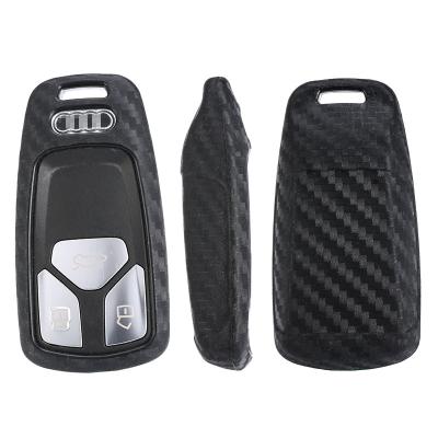 China Car Inside Soft Key Cover Car Carbon Texture Silicon Remote Key Case Suitable For Audi Smart Key for sale