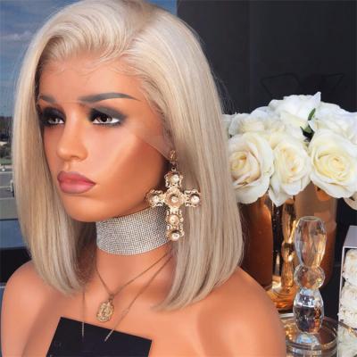 China Platinum Blonde Short Bob Short Bob Wigs Pre Plucked Brazilian Virgin Hair Lace Front Wigs for sale