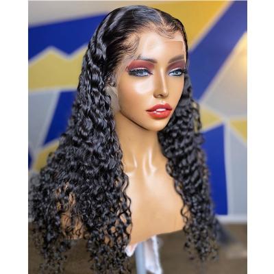 China Glueless Deep Curly Deep Curly Raw Brazilian Hair Pre Plucked Hairline Closure Wig With Baby Hair for sale