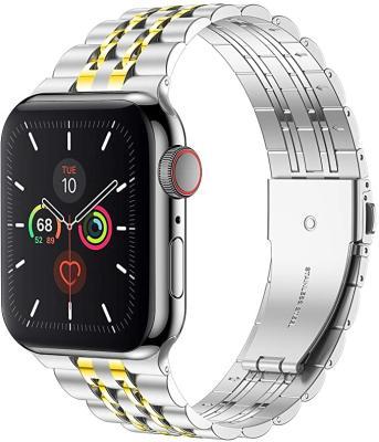 China Newest Durable 2121 Onebody Metal Link 7 Pearl Stainless Steel Luxury Watch Band For Apple Watch 7 Series 6 5 4 3 2 1 for sale