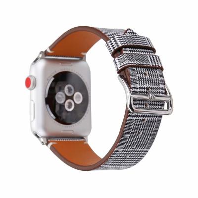 China Durable Classic Pattern Houndstooth Plaid Leather Watch Band For Apple Warch Band 38mm 42mm 40mm 44mm Watch With Adapter for sale