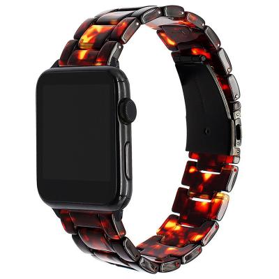 China Absolutely New Resin Durable For Apple Watch 38mm 42mm For Iwatch Replacement Wrist Band Black And Red Color Summer Watchband for sale