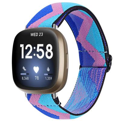 China Newest Durable 2121 Pattern Colorful Elastic Sport Replacement Watch Band Nylon Strap For Fitbit Versa 3 and Sense for sale