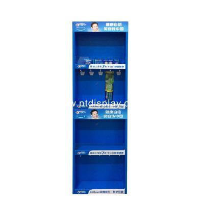 China Easy Assembled Supermaket Pop Paper Cardboard Display Stand Cardboard Supermarket Display Unit With Hanging Hooks for sale