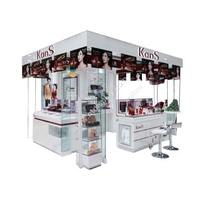 China Customized professional cosmetic shop layout cosmetic kiosk design and design for shopping mall showroom display for sale