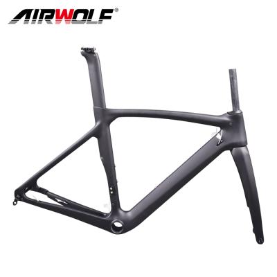 China Road Bikes AIRWOLF OEM Carbon Air Bike Frame All Cables Carbon Road Bicycle Frame Internal Disc Brake for sale