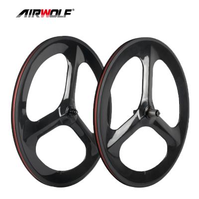 China Road Bikes Tri Spoke Carbon Wheels 700C Road Bike Anvil Wheels Carbon Wheelset For Road Bike Wheel for sale