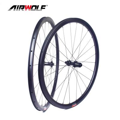 China Road Bikes AIRWOLF 700C Carbon Wheels Disc Brake Road Bike Wheelset 33/25MM DT180s Carbon Rim Center Lock Road Cycling for sale