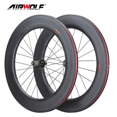 China Road Bikes Airwolf Carbon Wheelset Rim Brake 700C Road Bike Carbon Wheels 80MM Anvil Lightweight Racing Bicycle Wheelset for sale