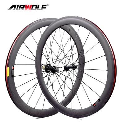 China Road Bikes New 700C 50MM Depth 25MM Width Road Bike Wheels 3K Matte Full Carbon Fiber Bicycle Wheelset for sale