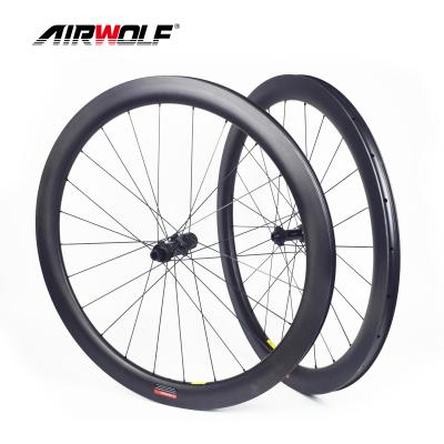 China Road Bikes AIRWOLF 700C Road Disc Pillar 1420 Wheelset 50MM Carbon Bicycle Wheels Ultralight 24H Disc Bike Wheels for sale