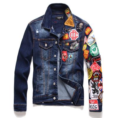 China AIPA Denim Jacket Multi-Craft Breathable Cotton Slim Badge Personality Men Brand Jacket Men's Badge Embroidery Denim Jacket Outerwear Luxury for sale