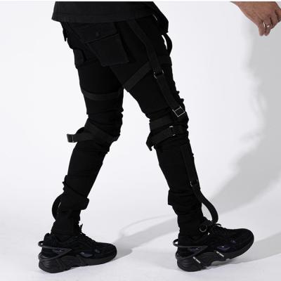 China Breathable AIPA Customized Disstressed Black Color Wholesale Price Biker Skinny Knee Hole Ripped Jeans Pants For Male for sale