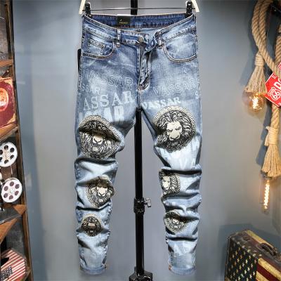 China AIPA Breathable Mens Customized Vintage Destroyed Hip Hop Jeans Men Broken Pants Patch Ripped Jeans Men for sale