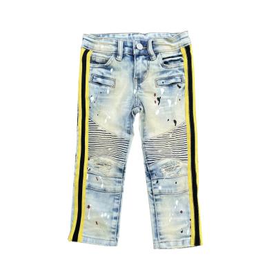 China Viable AIPA Painted 3-12 Years Old Toddler Jeans Boys Toddler Jeans Boy's Boutique Little Boy Stripe Little Boy Jeans Biker for sale