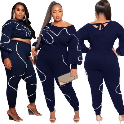 China Aipa 20983 anti-pilling bubble bead loose knit fashion casual two-piece suit plus size women's suit for sale