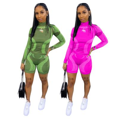 China Hot Sales Breathable Long Sleeve 2 Piece Sets Short Casual Seamless Women's Gym Set for sale