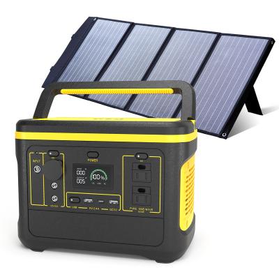 China Support 600w fast charging solar portable power station with panel lifepo4 100ah energy storage battery solar portable solar panel charging for sale