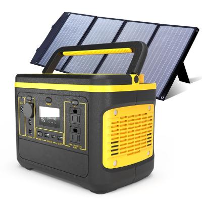 China Support 600w Fast Charging Solar Portable Power Station With Solar Panel Lithium Ion Battery Solar Panel Charging Portable Power Station for sale