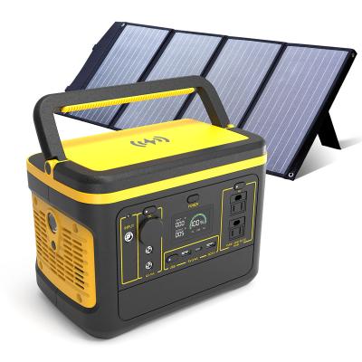 China Support 600w fast charging solar portable power station with panel solar panel charging portable lithium power station for outdoor camping for sale