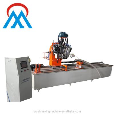 China Making Brush Hot Sale 1 decking 1 roller industrial drilling brush for snow sweeping/3axis drilling and decking making machine for round rod for sale