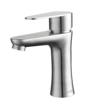 China Thermostatic Faucets Hot Selling Brushed Deck Mounted Basin Cold Water SUS 304 Basin Faucets for sale