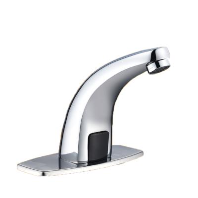 China Metered Faucets Deck Mounted Automatic Sink Mixer Hands Sensor Free Infrared Brass Faucets For Bathroom for sale