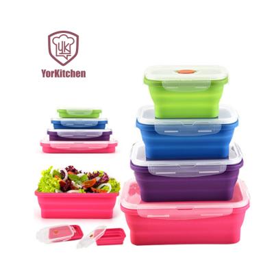 China Viable Viable Silicone Collapsible Food Storage Container (4PCS SET) for sale