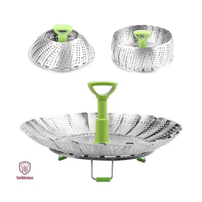 China Sustainable Expandable Folding Steamer Basket Stainless Steel Steamer Basket Sustainable Vegetable Steamer To Fit Various Size Pot for sale