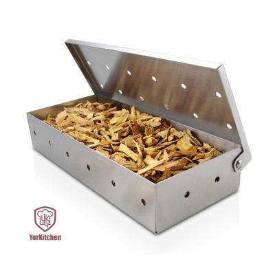 China Easily Cleaned Easily Cleaned Stainless Steel BBQ Smoker Box for Grilling Chips On Gas BBQ Wood Grill or Charcoal Grill for sale