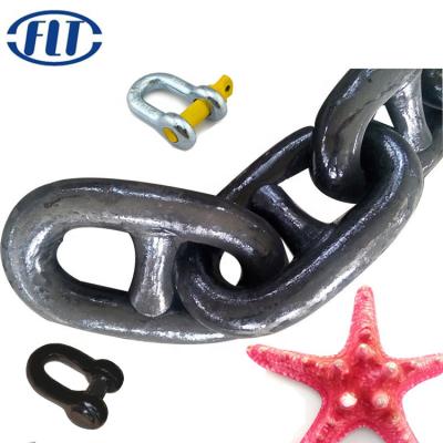 China Drag Chain 1-1/4 G80 20Mn Mooring Marine Hardware Stud Link Anchor Black Lacquer Custom Chain for sale