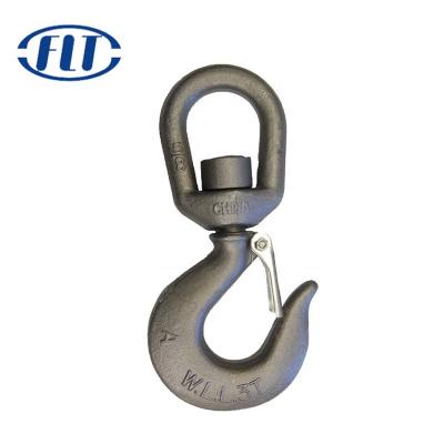 China Heavy Industry Rigging Steel US Type Drop Forged S322 Heavy Chain Hoist Hoisting Crane Swivel Hook With Safety Latch for sale